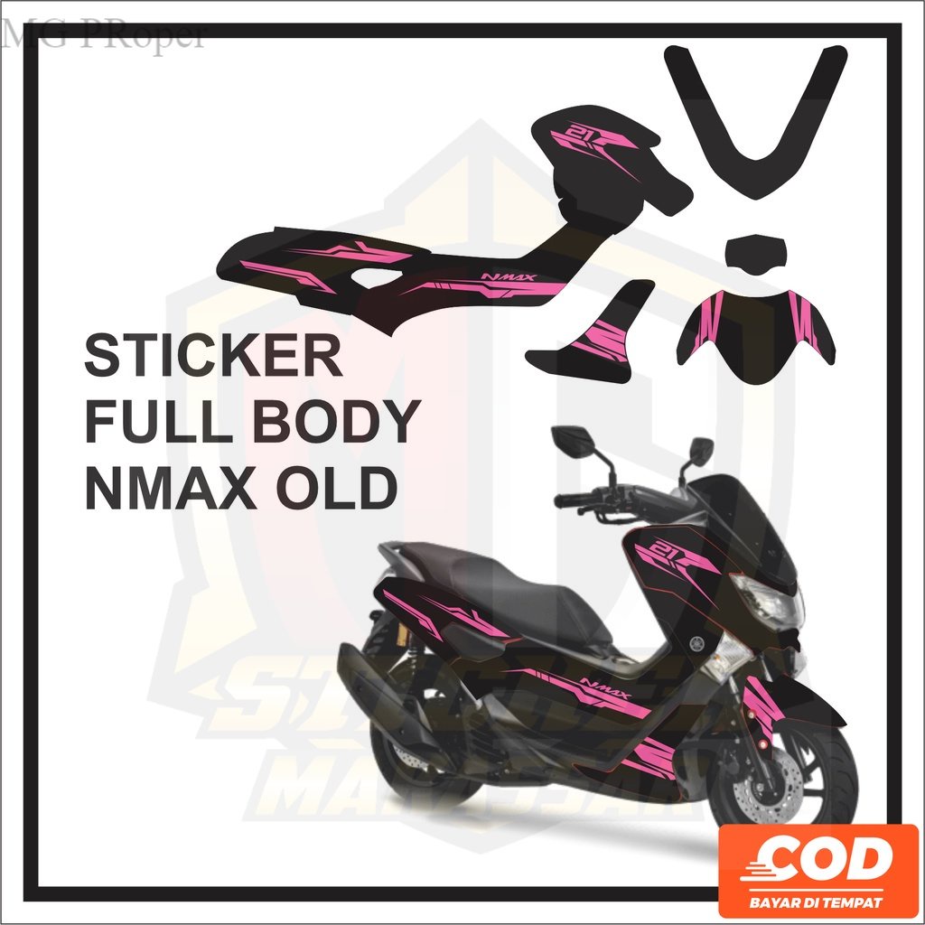 Stiker Striping Decal YAMAHA NMAX OLD Full Body  NMAX LAMA Motif Hitam Pink Bisa Request Nama dan CO