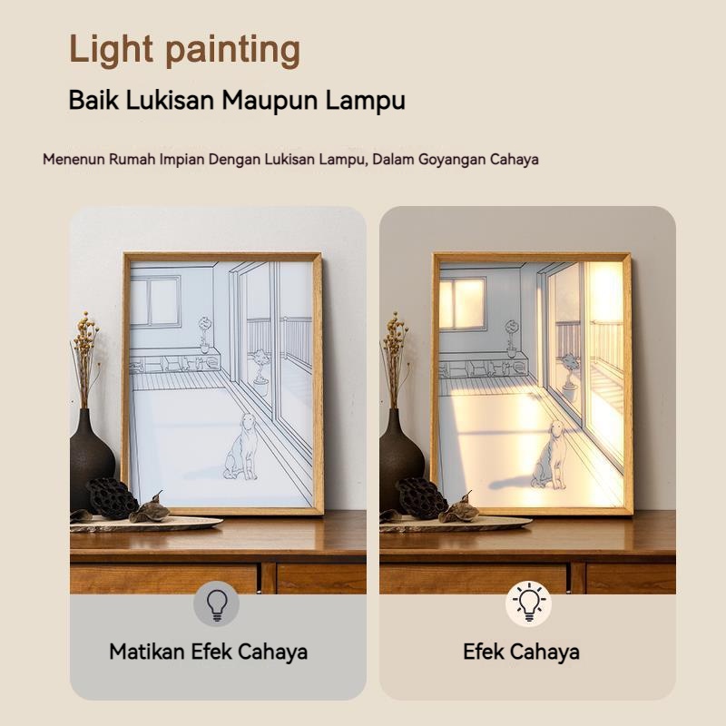 【COD】3 Warna Lukisan Lampu Cahaya Lukisan Kamar Tidur Lukisan Lampu Meja Dekoratif Foto Light Painting Cahaya Lukisan USB Kamar Tidur Ins Lampu Samping Tempat Tidur