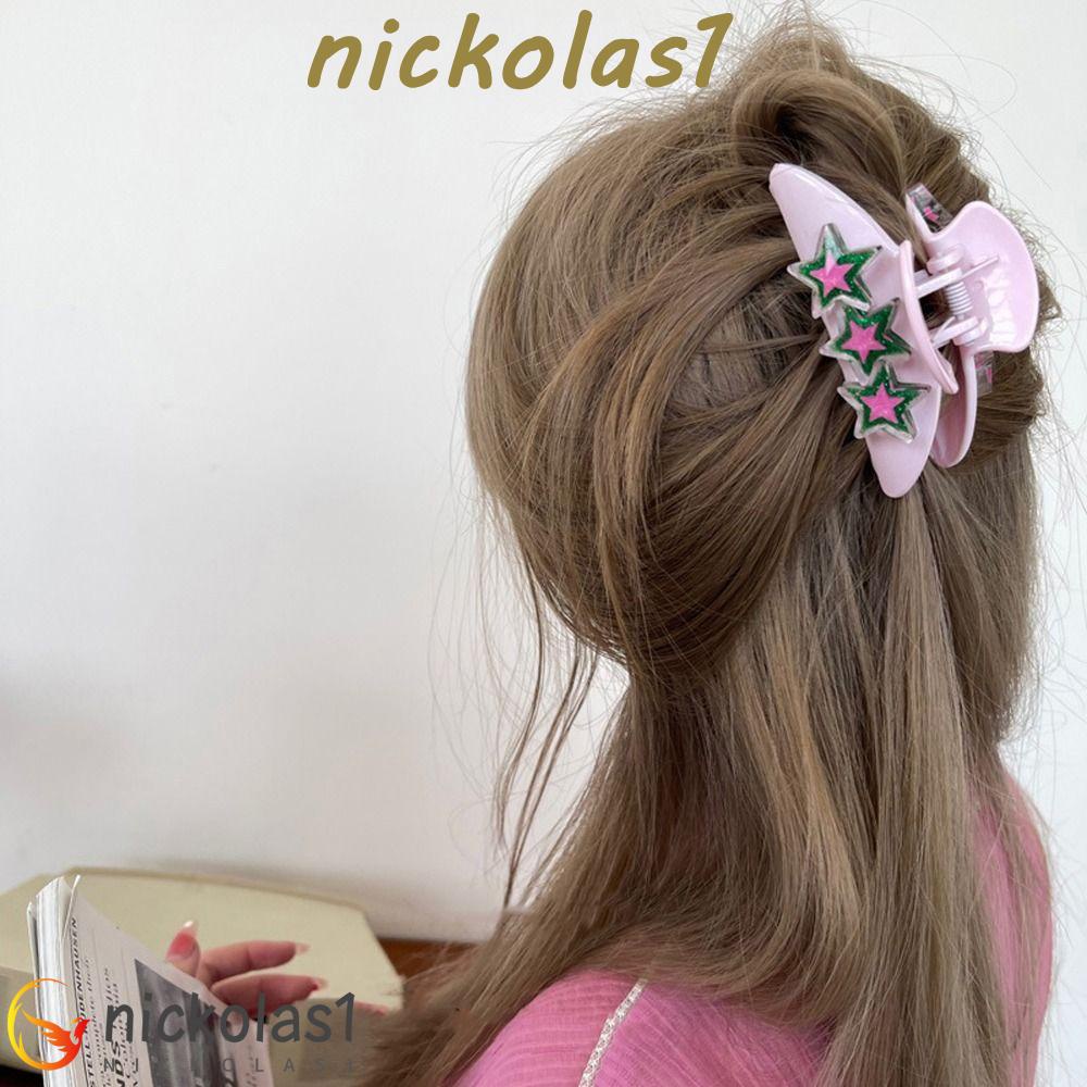 Nickolas1 Bintang Rambut Cakar Fashion Hiasan Kepala Manis Bergaya Bintang Lima Gadis Jepit Rambut Permen Warna Ponytail Holder Besar Hairgrips Korea Hair Clips