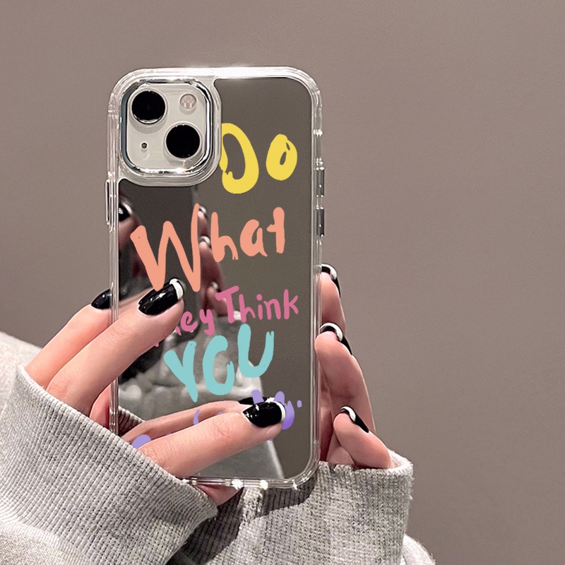 IPHONE Case Ponsel Cermin Huruf Kompatibel Untuk Iphone11 12 13 14 12Pro 13Pro 14Pro Pro Max XR X XS Max Electroplating Tombol Perlindungan Mirror Cover