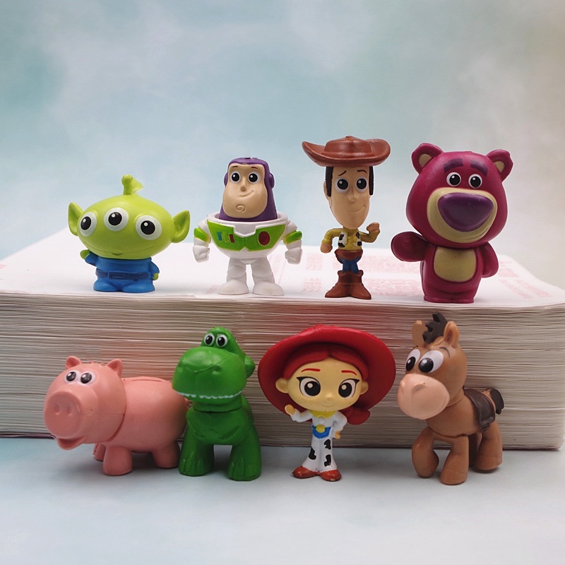 8pcs /set Anime Toy Story Woody Buzz Lightyear 3-5cm Q Version Action Figure Model Mini Mainan Boneka Model Untuk Anak