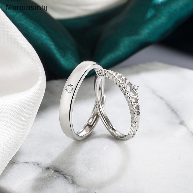 Mornin Cahaya Cincin Pasangan Sederhana Zirkon Pembukaan Adjustable Mahkota Jari Rings Untuk Kekasih Pacar Valene Day Jewelry Gift id