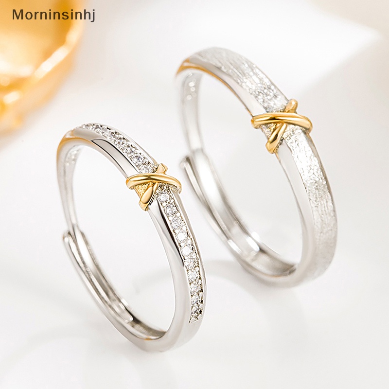 Mornin Cincin Pasangan Zirkon Ringan Gaya Korea Untuk Wanita Pria Cinta Pembukaan Adjustable Finger Ring Perhiasan Ulang Tahun Pernikahan id