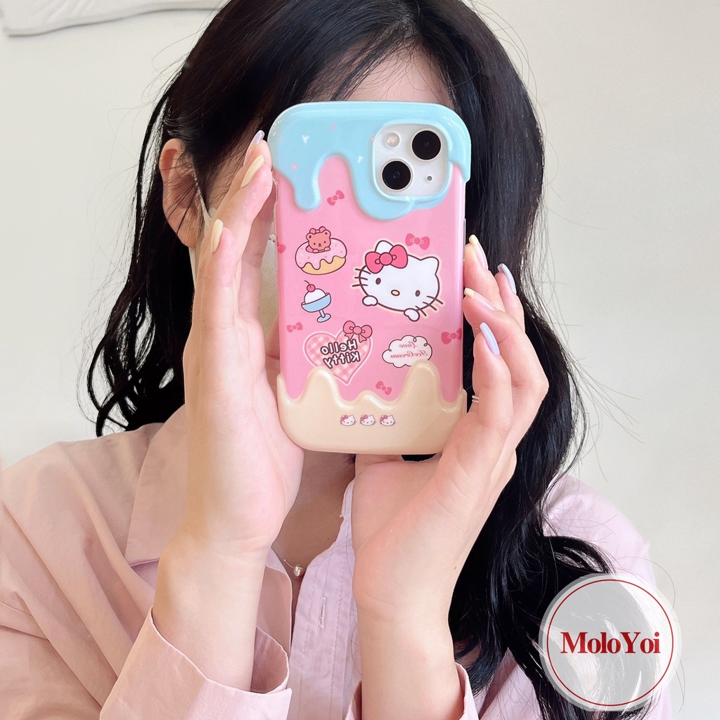 IPHONE Permen 3D Ice Cream Laurel Dog Soft Tpu Case Kompatibel Untuk Iphone11 13 14 12 Pro Max XR XS X Max 7Plus 8 7 Plus Kartun Indah Cinnamoroll Cover