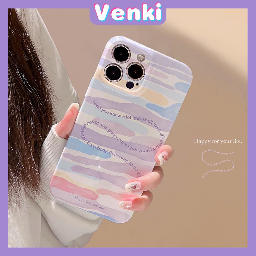 VENKI - For iPhone 11 iPhone Case Cream Glossy Film TPU Soft Shockproof Phase Cover Protection Romantic Smudged Clouds Compatible with iPhone 14 13 Pro max 12 Pro Max xr xs max 7 8