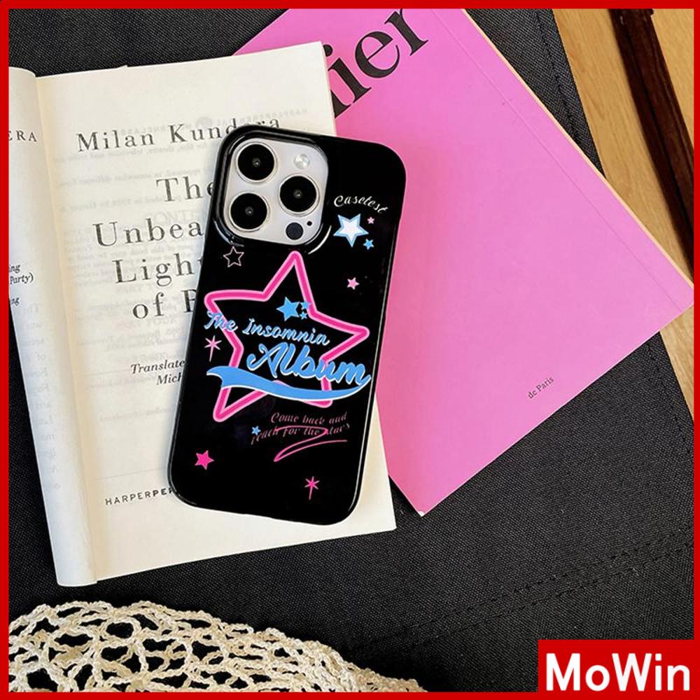 Case iPhone 14 Pro max iPhone Case Hitam Glossy TPU Soft Shell Tahan Guncangan Perlindungan Kamera Bintang Sederhana Kompatibel dengan iPhone 13 Pro max 12 Pro Max 11 xr xs max 7Plus 8Plus