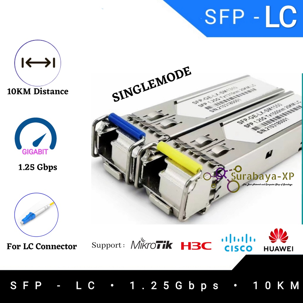 SFP LC 1.25g SINGLEMODE 1 Pasang 1310nm 1550nm Support Huawei dan Mikrotik