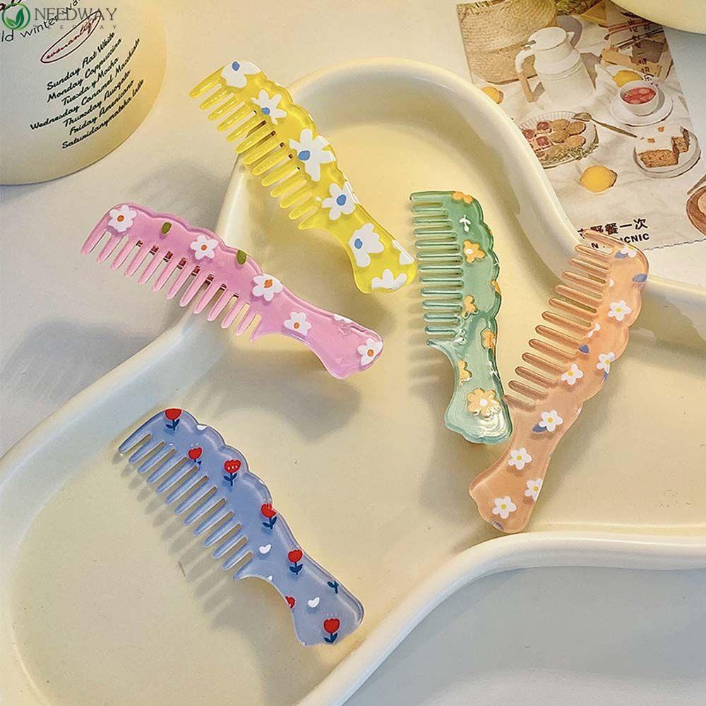 NEEDWAY Sisir Klip Rambut Kreatif Kartun Sisi Klip Resin Hiasan Kepala Bunga Kecil Gaya Korea Jepit Rambut