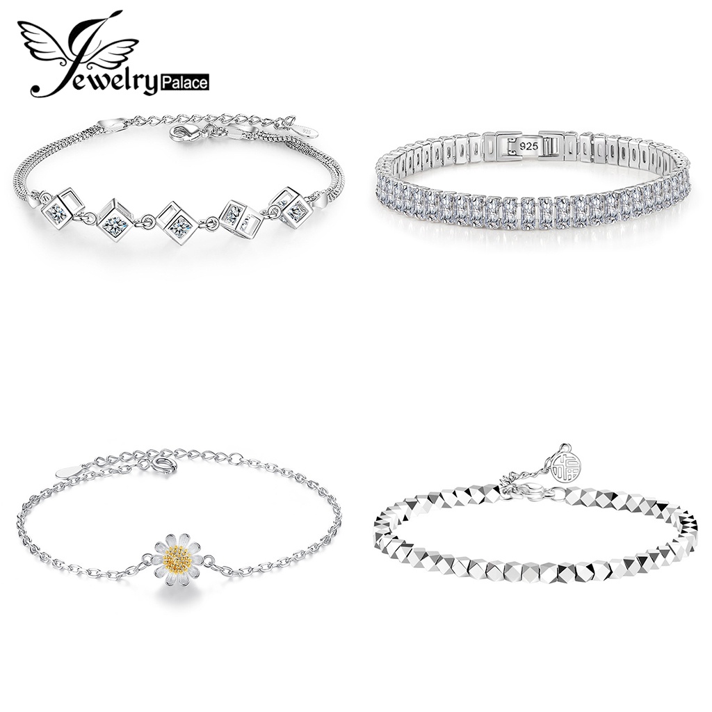 Jewelrypalace Perak Simple Wanita Berlian Moissanite925 Gelang Perhiasan Asli M054