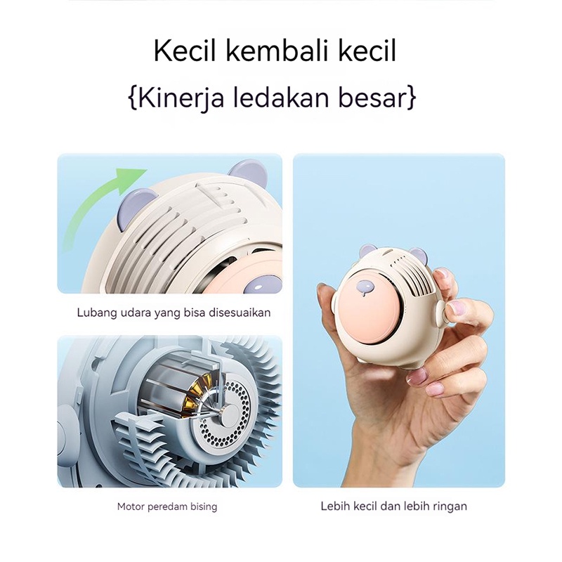 Gaya Baru Leher Menggantung Kipas Angin Kecil Kipas Angin Mini Listrik Portabel Kartun Kartun Genggam Genggam Genggam Tanpa Pisau Kipas USB