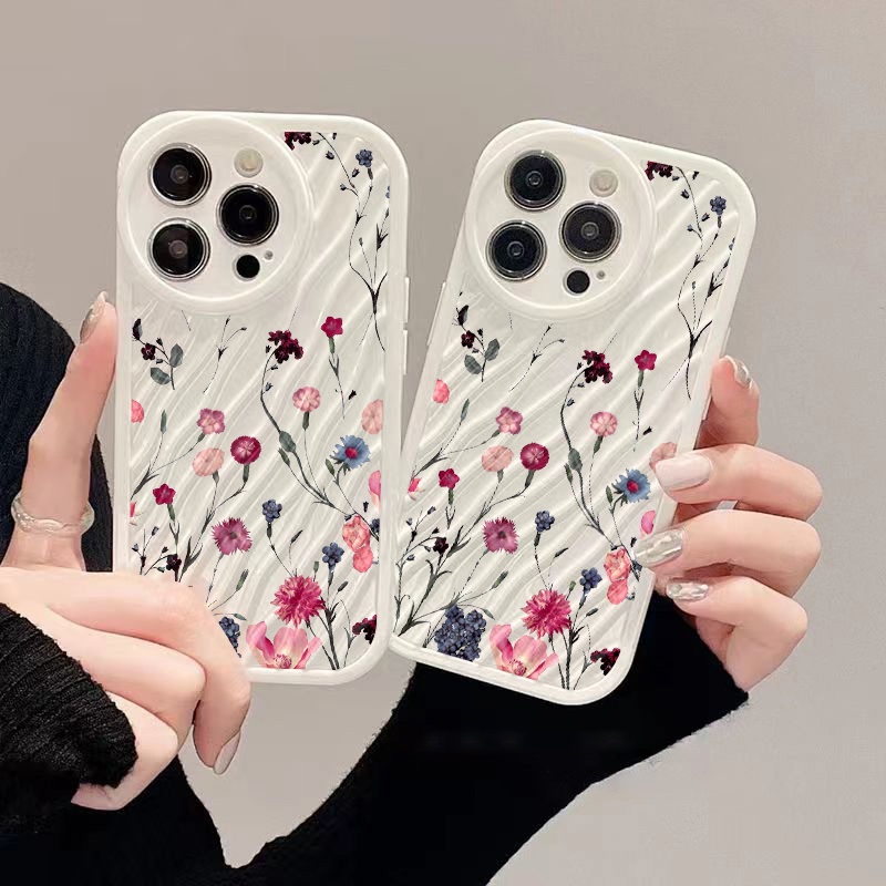 IPHONE Casing Ponsel Riak Air Bunga Kompatibel Untuk Iphone11 13 12 14 Pro Max14 Plus XR X XS MAX 7Plus 8Plus 7 8 SE 2020 2022 Sarung Tahan Guncangan