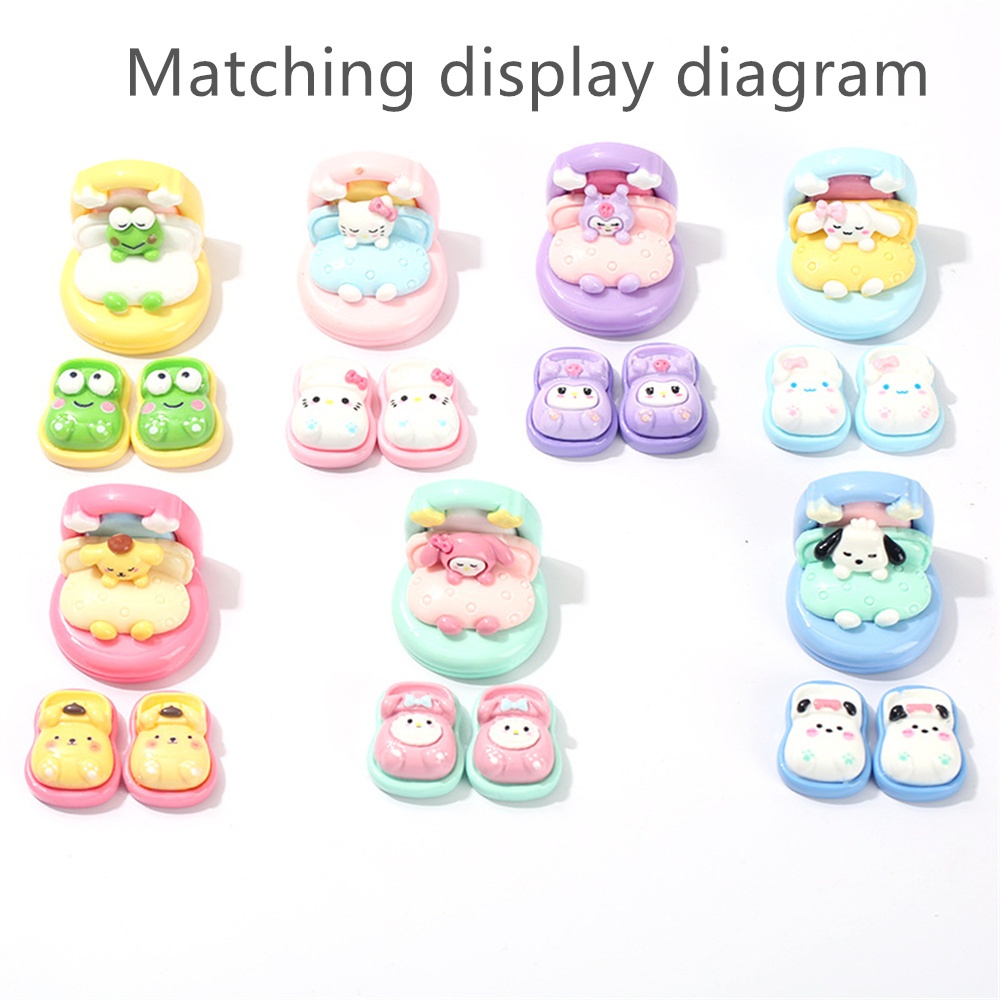 ღ Sepasang Sanrio Sandal Kecil Resin Aksesoris Diy Krim Lem Sarung Ponsel Aksesoris Rambut Gelas Air Stiker Dekorasi Aksesoris