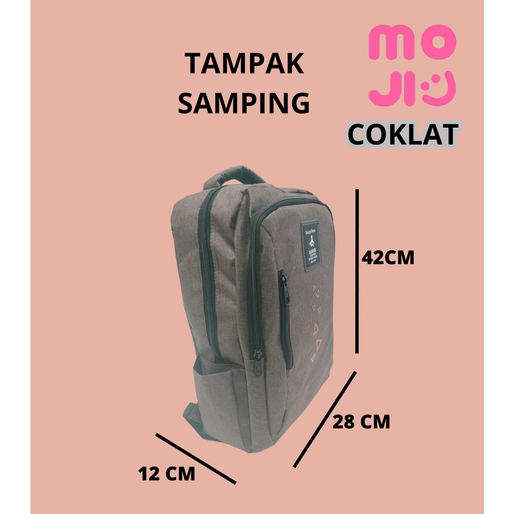 Tas Ransel Sekolah Polos - Tas ransel Monobe - Coklat