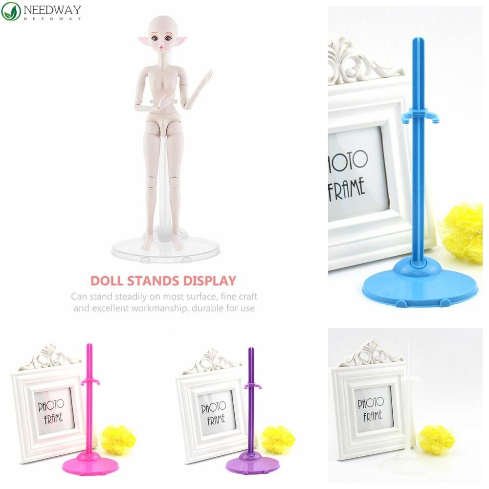 NEEDWAY Needway Stand Boneka Kartun Lovely Ungu Biru Model Display Bracket Dudukan Stand Boneka Plastik Untuk Hadiah Anak