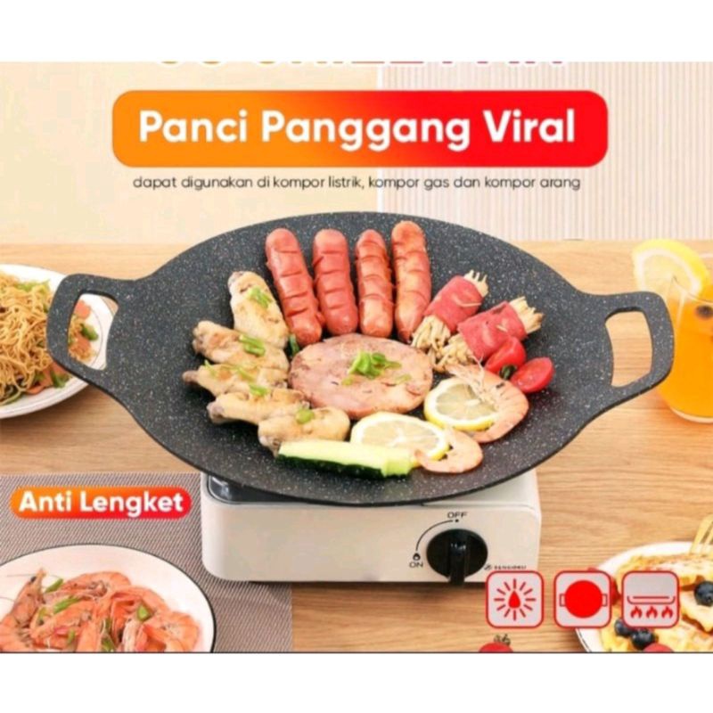 grill pan / grill plate anti lengket omicko/ panci pemanggang 34cm zharazu