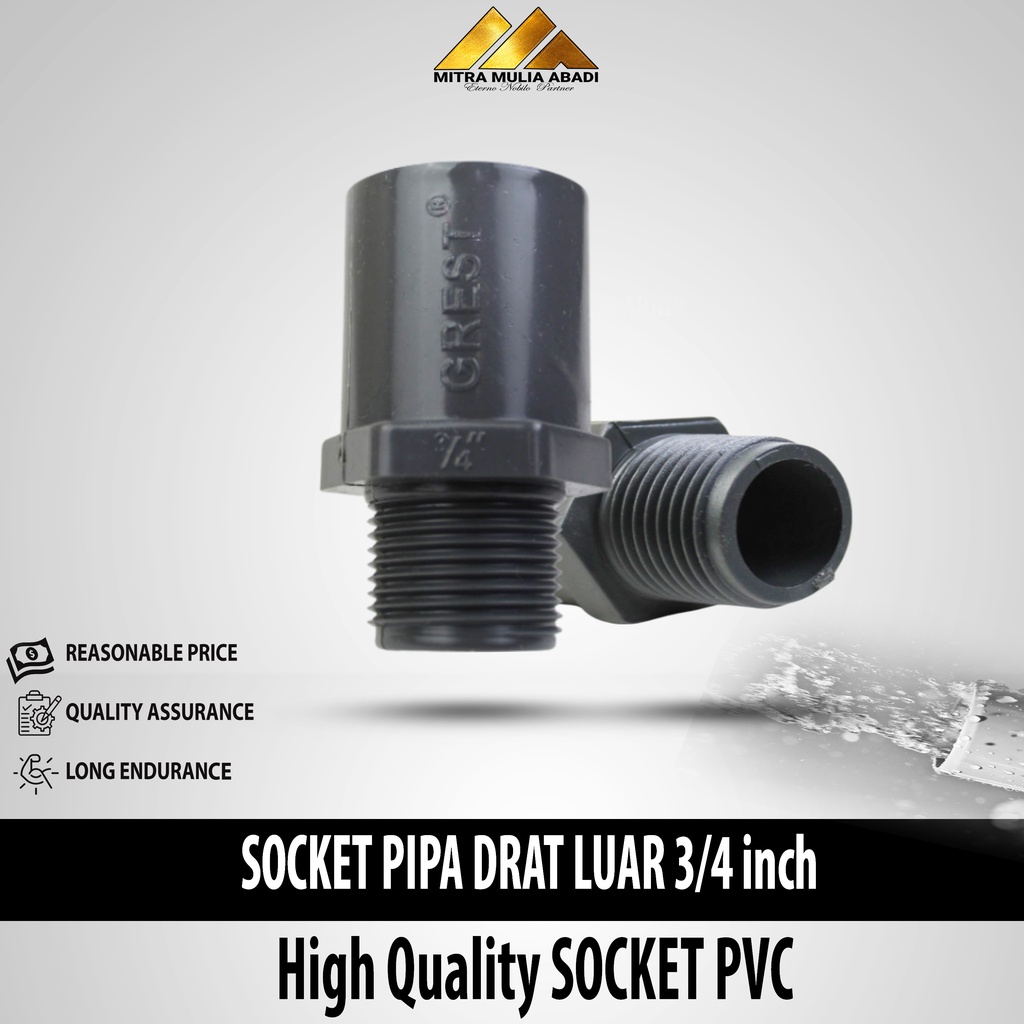 Socket Soket Sambungan Drat Luar 3/4 inc - Sambungan Pvc