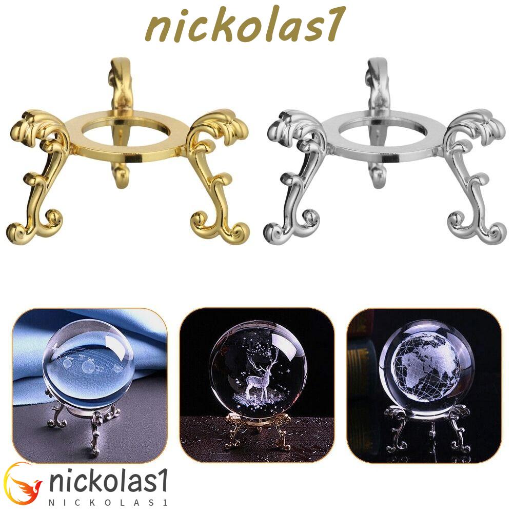 NICKOLAS1 Bola Kristal Berdiri Logam Hias Dekorasi Rumah Desktop Ornamen Gemston Telur Tetap Penyangga Base