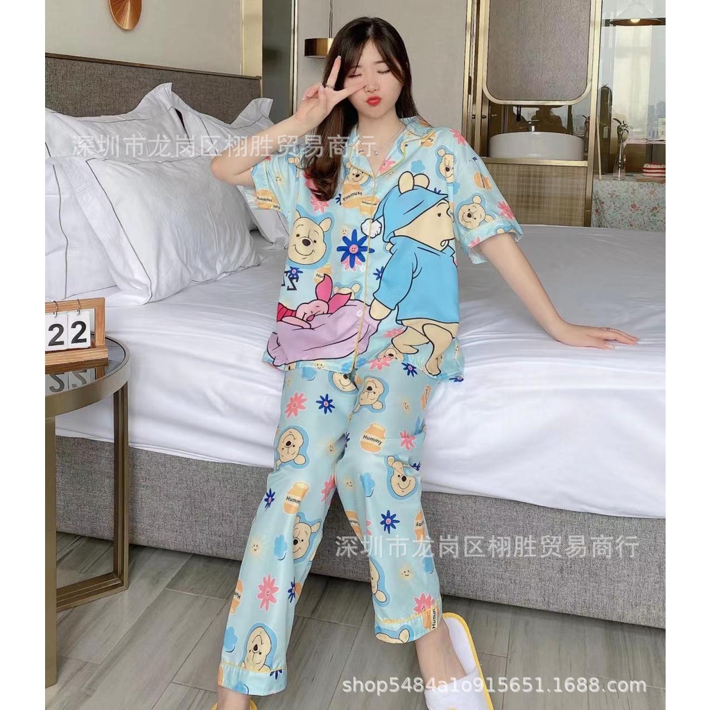 baju tidur sanrio wanita dewasa Piyama  tidur cinnamoroll kuromi melody milk slik