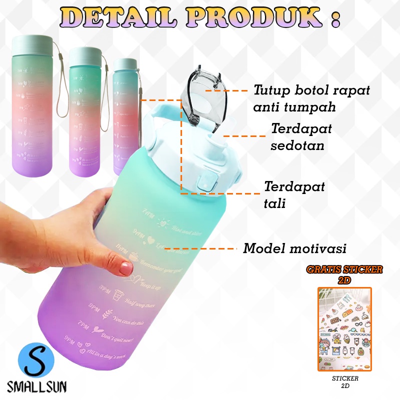 (SS) Botol Viral 4in1 Beranak 4 Gradasi 3 Warna 2000mL+900ml+500ml+300ml Free Sticker