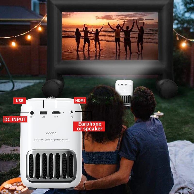 AKN88 - WANBO T2R MAX - Smart Android Projector 250 ANSI Lumens - Support 4K