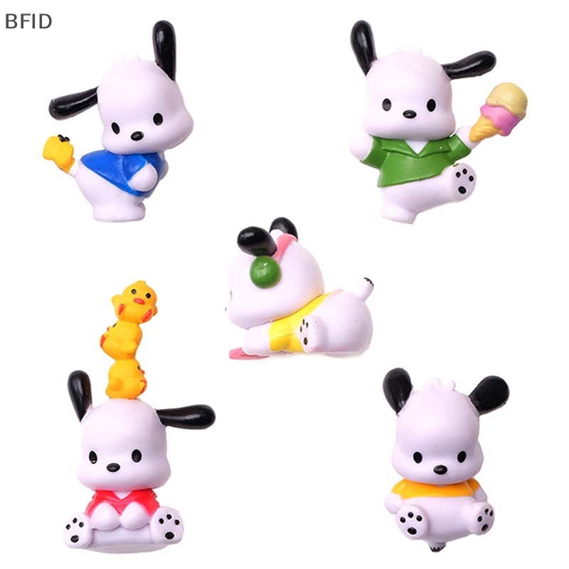 [BFID] 5pcs /Set Kawaii Sanrios Anime Pochacco PC Dog Ornaments Q Versi Gacha PVC Angka DIY Patch Aksesoris Boneka Hadiah [ID]