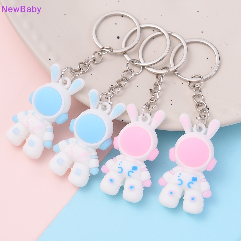 &lt;ne1&gt; Ewbaby eute kartun 3 tedy kelinci spaceman figure boneka gantungan kunci keyring untuk wanita pria bunny astronot gantungan kunci mobil ring tas charm liontin dalika