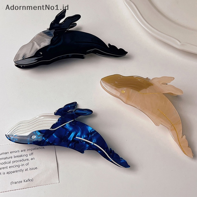 [AdornmentNo1] Blue Whale Hair Claw Acetate jepit rambut wanita populer Catches hewan Hair Clip Cute Sea Creature Claw Clips