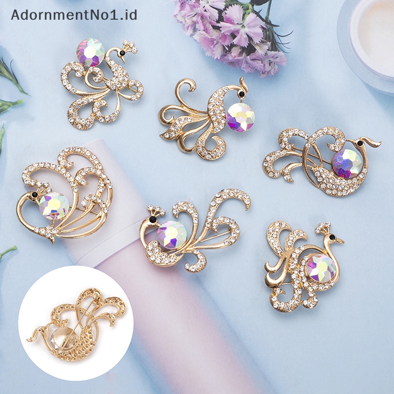 [AdornmentNo1] Fashion merak bros berlian imitasi ringan Alloy korsase aksesoris pakaian elemen hewan perhiasan untuk wanita Shiny Brooch