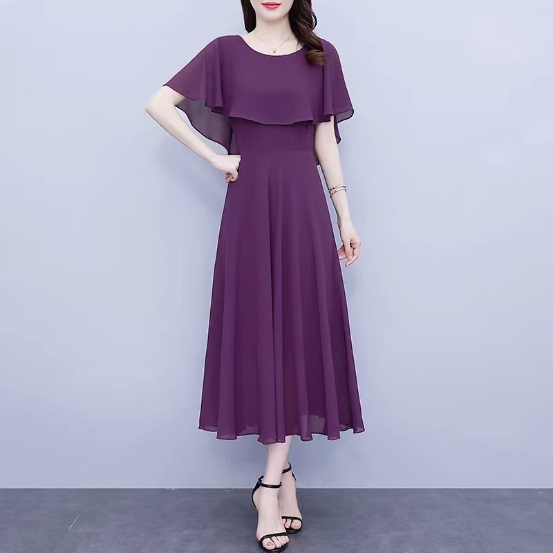 BAHAN PREMIUM / Gaun Panjang Hitam Sifon Korea Baru/Dress Hitam Panjang/Midi Dress Korea
