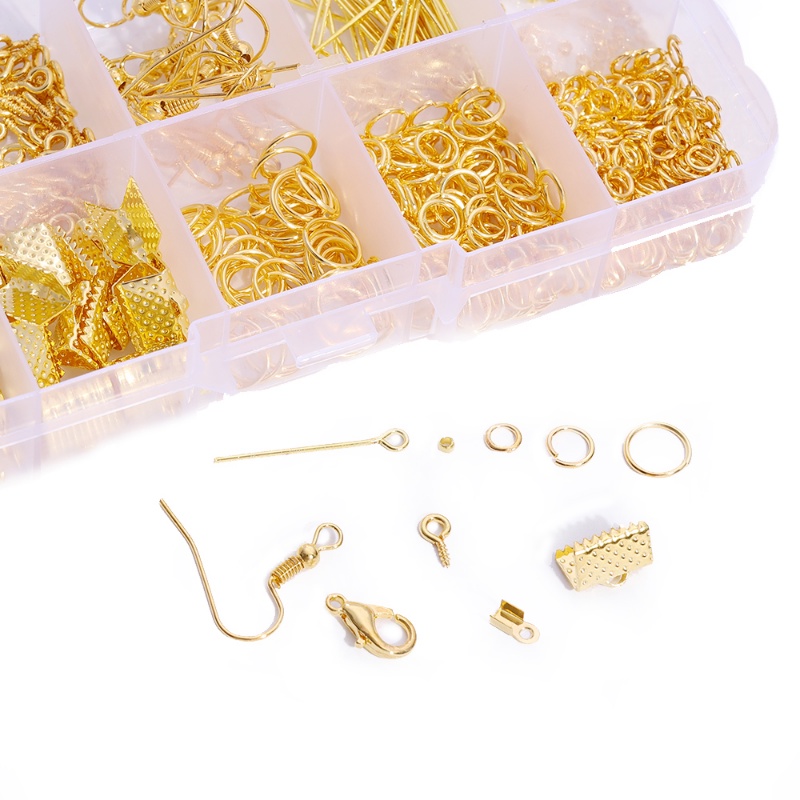 10kisi Paduan Aksesoris Temuan Perhiasan Set/ Anting-Anting Membuat Kit Lobster Clasp Open Jump Rings Repair Tools/ DIY Membuat Perhiasan Perlengkapan