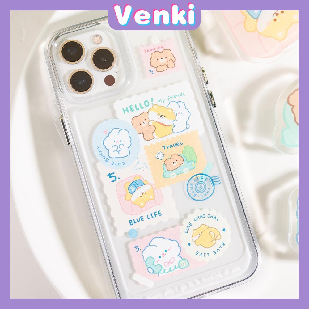 VENKI - Untuk iPhone 11 Ponsel Case Bening Lubang Besar Ruang Case TPU Soft Shell Shockproof Perlindungan Kamera Hewan Lucu Kompatibel dengan iPhone 14 13 Pro max 12 Pro Max 11 xr xs 7 8 Plus