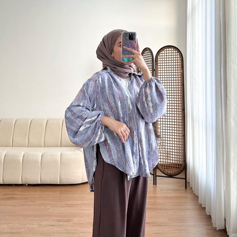 BEFAST - ZEC OOTD WANITA BLOUSE RARA / Blouse Bambu Oversize / Blouse Wanita Keluaran Terbaru / Fashion Kekinian Remaja ABG Trendy / OOTD Wanita Kerja Casual / Blouse Motif Trendy / Outfit Daily Wanita Hijab / Terlaris