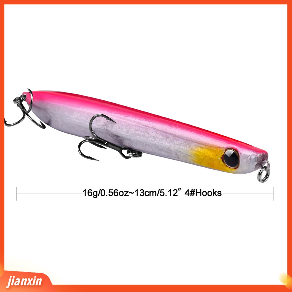 (In Stock) 13cm /16g Barbed Popper Lure 3D Mata Umpan Keras Tajam Dengan Kait Treble Aksesori Memancing