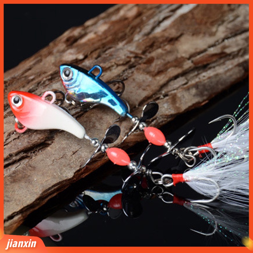 (In Stock) 13g 8.5cm 3D Mata Bercahaya Palsu Lure Dengan Bulu Berputar Spinner Payet Memancing Lure Fishing Tools