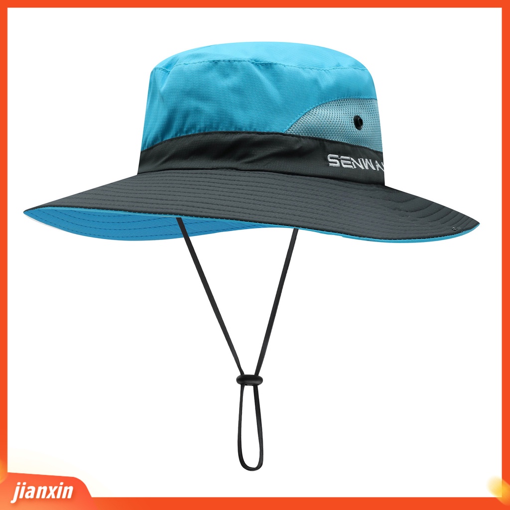 (In Stock) Topi Matahari Luar Ruangan Jaring Pinggiran Lebar Dapat Disesuaikan Bernapas Lipat Tahan UV Perlindungan Matahari Warna Solid Musim Panas Wanita Perlindungan UV Topi Pelindung Matahari Untuk Pria