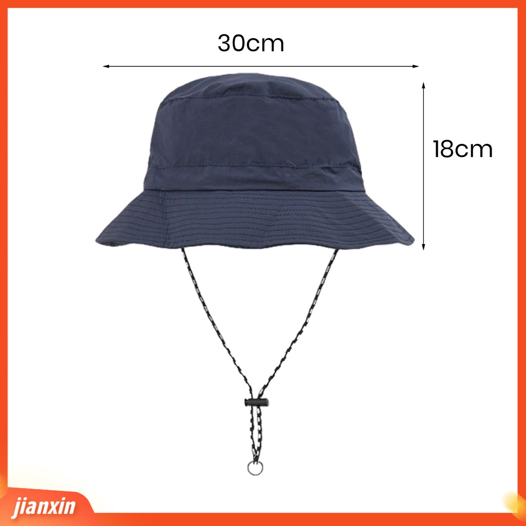 (In Stock) Topi Bucket Lipat Dengan Tali Dagu Yang Dapat Disesuaikan Tahan Air Cepat Kering Topi Matahari Wanita Pria Hiking Topi Perjalanan Aksesoris Luar Ruangan