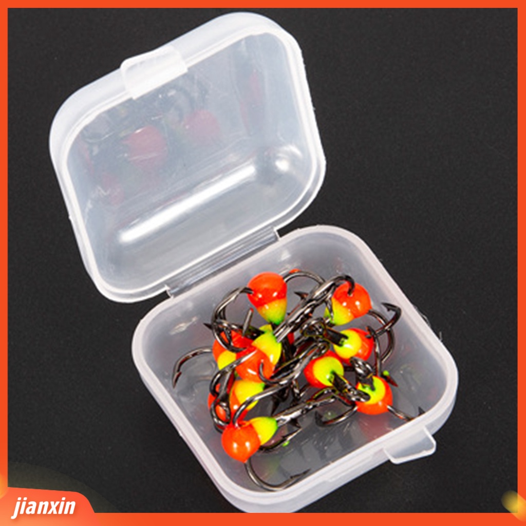 (In Stock) 10Pcs /Box Kait Pancing Es Mini Tahan Karat Baja Karbon Tinggi Ketangguhan Yang Baik Kait Treble Solid Untuk Memancing