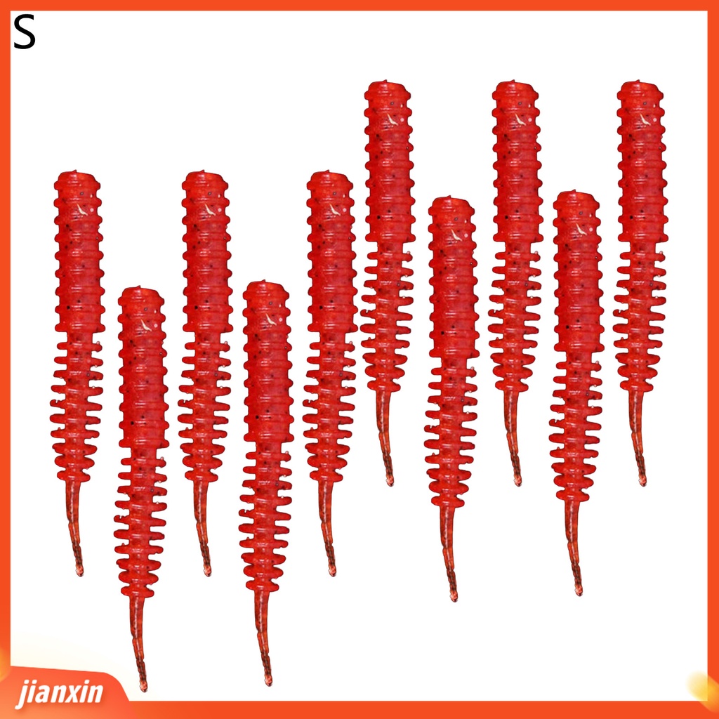 (In Stock) 10Pcs Umpan Pancing Ketangguhan Tinggi Reusable TPR Karet Mini Simulasi Cacing Bass Umpan Pancing Untuk Air Tawar