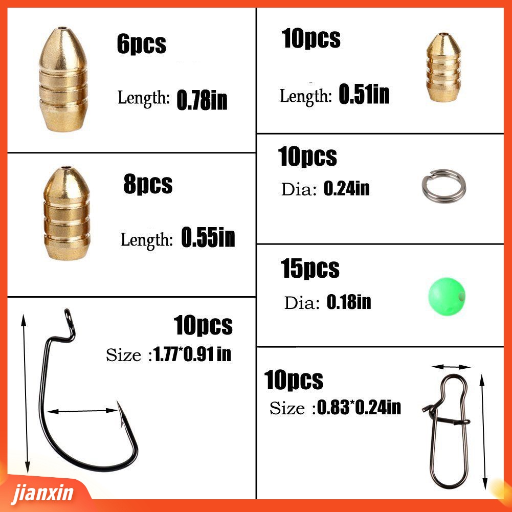 (In Stock) Set Pemberat Kuningan Mancing Jig Hook Putar Ring Connector Tools Dengan Box