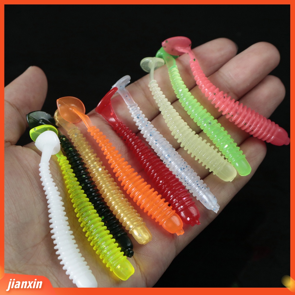 (In Stock) 60Pcs T-Tail Umpan Cacing Buatan Soft Lure+Kait Ikan Fishing Tackle Dengan Kotak