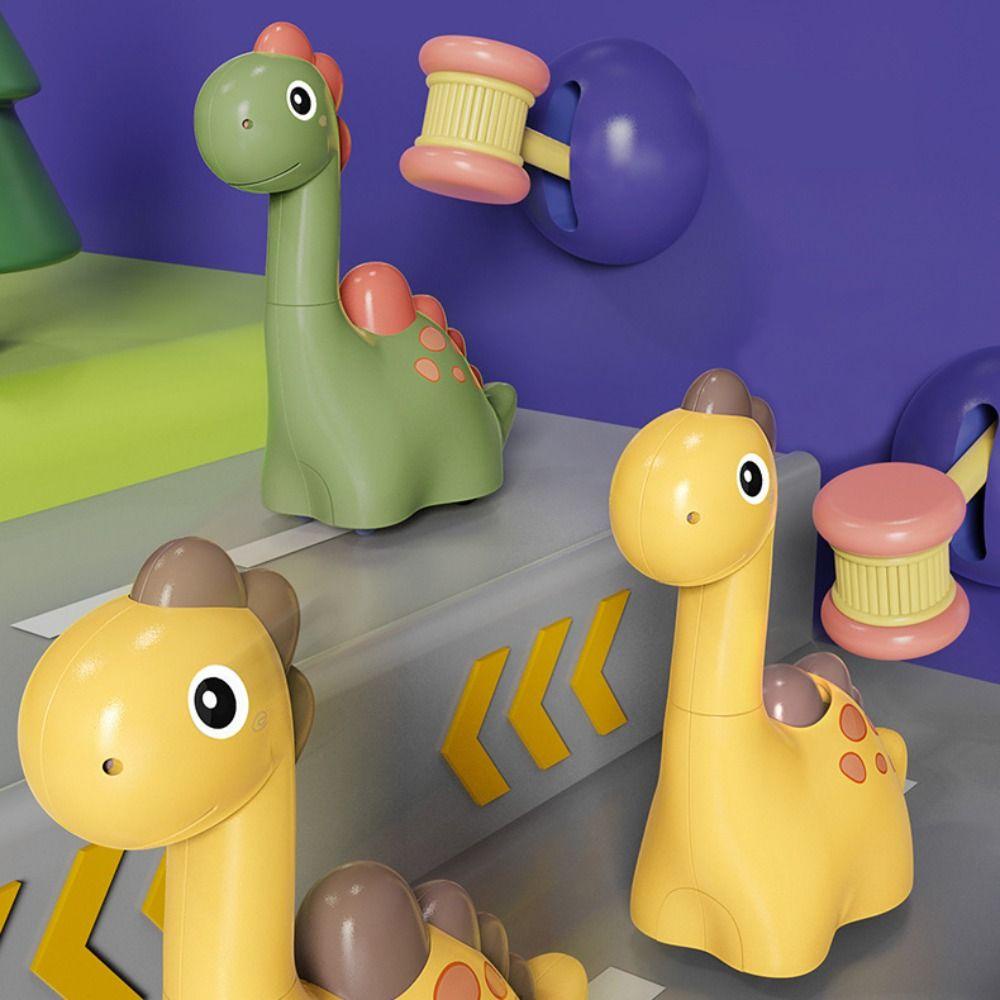 【 ELEGANT 】 Brachiosaurus Model Mainan Mobil Kuning Mainan Montessori Tekan Retur Hijau Ungu Mainan Dinosaurus Untuk Anak Laki-Laki