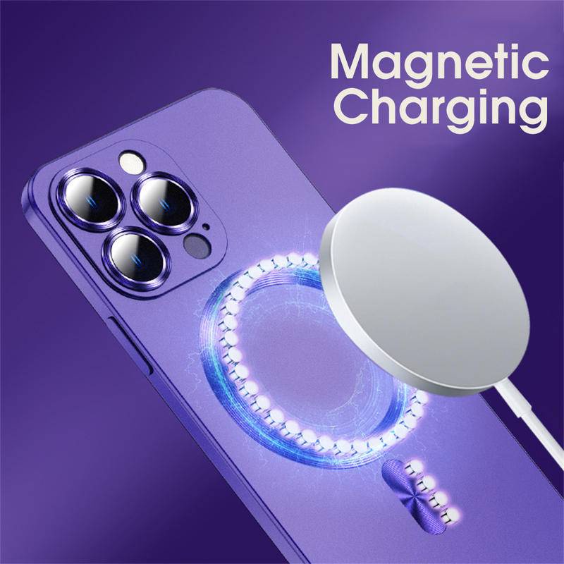 IPHONE Casing Ponsel Magnetik Silikon Cair Untuk iPhone14 13 Pro Max14 Plus Magsafing Wireless Charging Cover Perlindungan Lensa Case Kaca Untuk iPhone14 iPhone13 iPhone14Pro