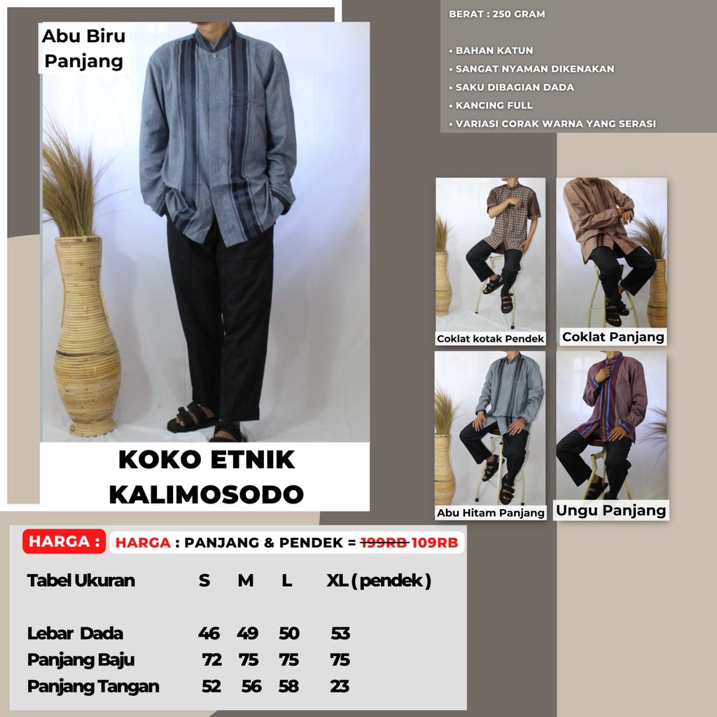BAJU KOKO PRIA | KEMKO MUSLIM | KEMKO KEMEJA KOKO MUSLIM "KALIMOSODO K51"