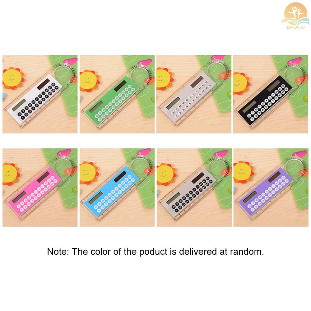 In Stock 1pc 10cm Penggaris Mini Kalkulator Ultra-Tipis Energi Matahari Kalkulator Multifungsi Untuk Anak Sekolah Perlengkapan Kantor, Warna Acak