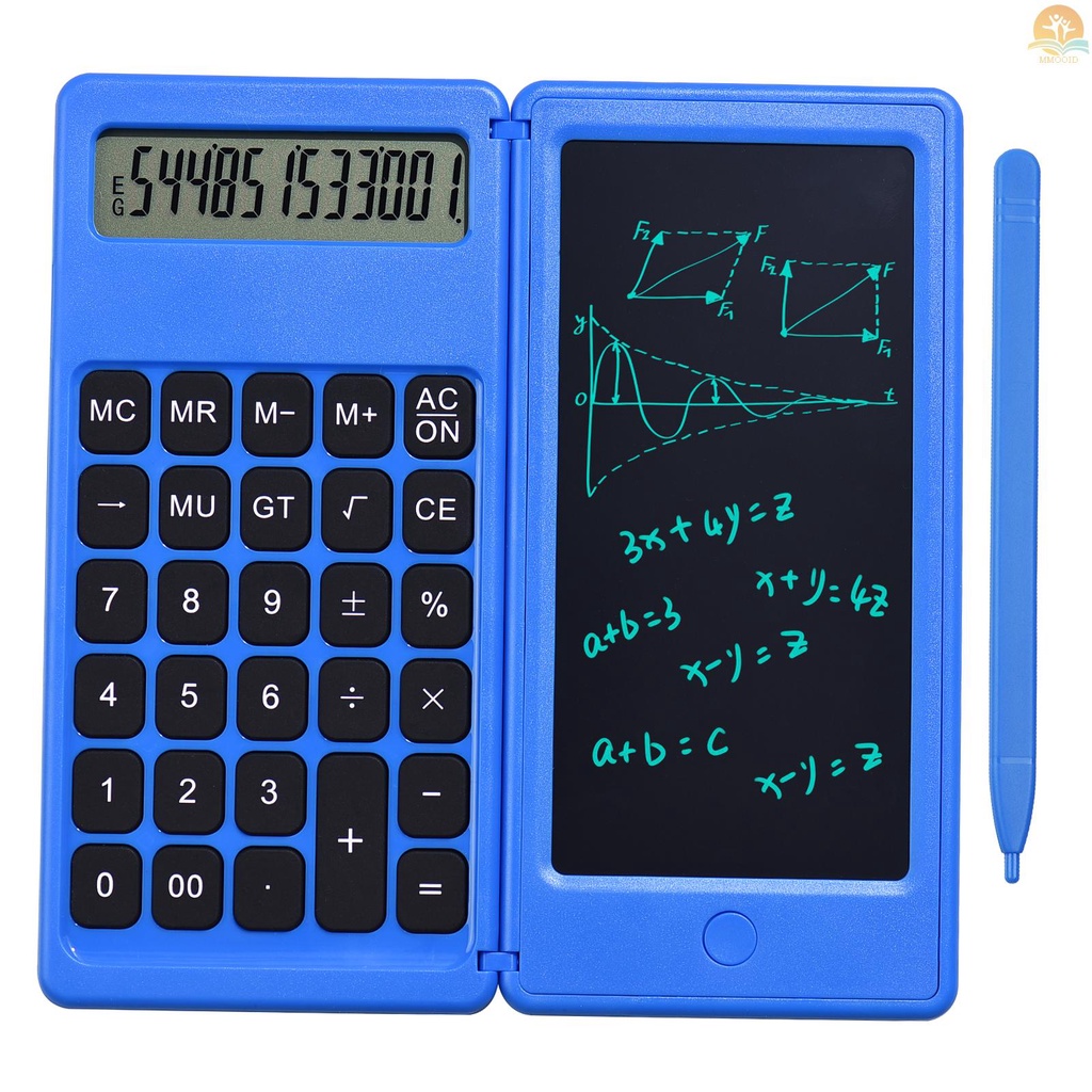 In Stock Foldable Calculator &amp; 6 Inch LCD Writing  Digital Drawing Pad 12 Digits Display with Stylus Pen Erase Button for Children Adults Home Office School Use