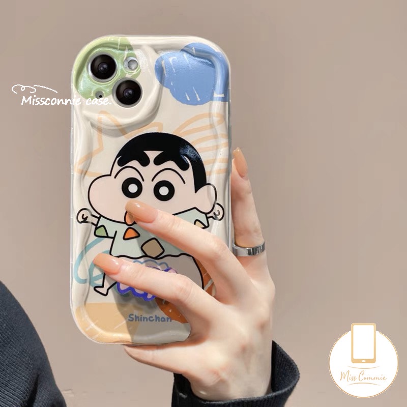 Case Untuk Realme C35 C53 C55 C21Y C21 C25 C30 5s 6i 5i 7i 5 9i C15 C25s C25Y C17 C20A C3 C12 C33 C31 C1 C2 C1 C20 3D Wavy Curved Edge Kartun Lucu Crayon Shin-chan Lembut Sarung