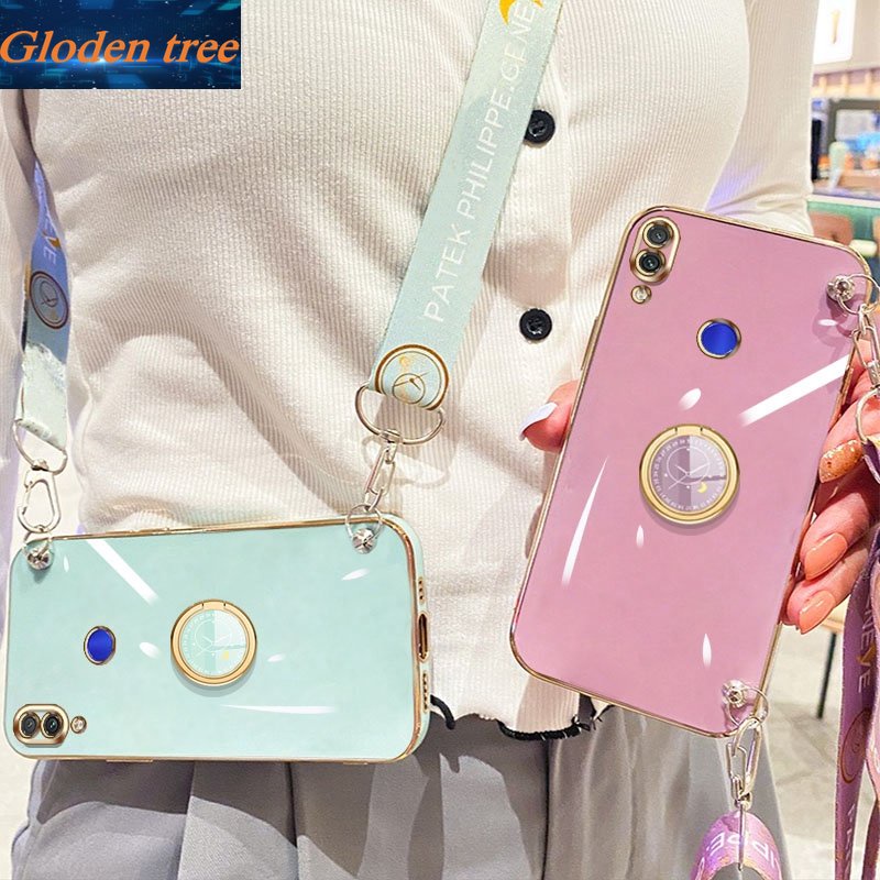 Gloden tree Phone Case Untuk Xiaomi Redmi Note8 Note 7pro Redmi 7casing Original Dengan Jam Standand Lanyard