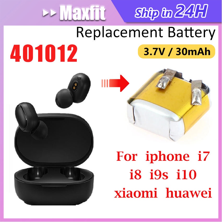 Lithium Polymer Battery Baterai 30Mah 401012 Rechargeable 3.7V Headset Bluetooth Tws Battery I7 I9S 