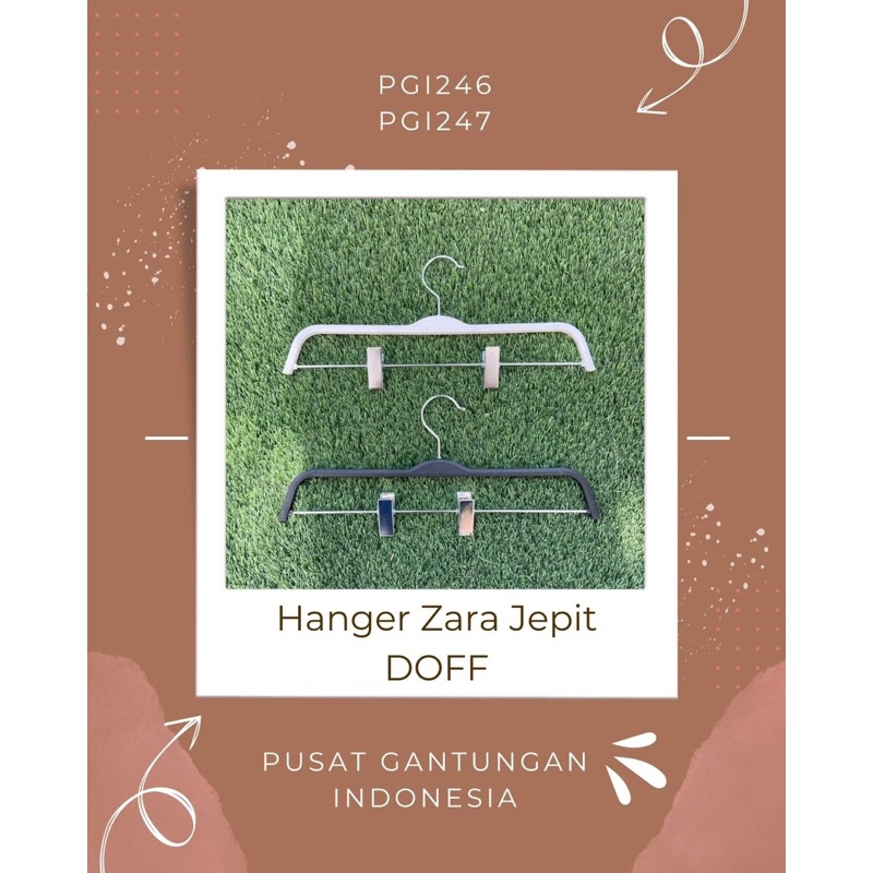 PGI246 247 Hanger Zara Premium Import Gantungan Jepit Celana Plastik Hitam Putih