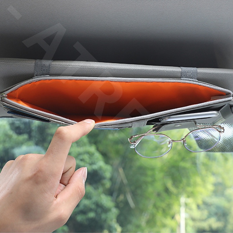 Honda Kulit Car Sun Visor Organizer Dengan Resleting Sun Visor Tas Penyimpanan Serbaguna Untuk Honda Brio City Civic CRV HRV BRV Accord Mobilio WRV Odyssey Freed Jazz